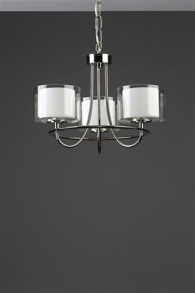 (image for) Laura Ashley Southwell 3lt Chandelier Polished Nickel & Glass Shades